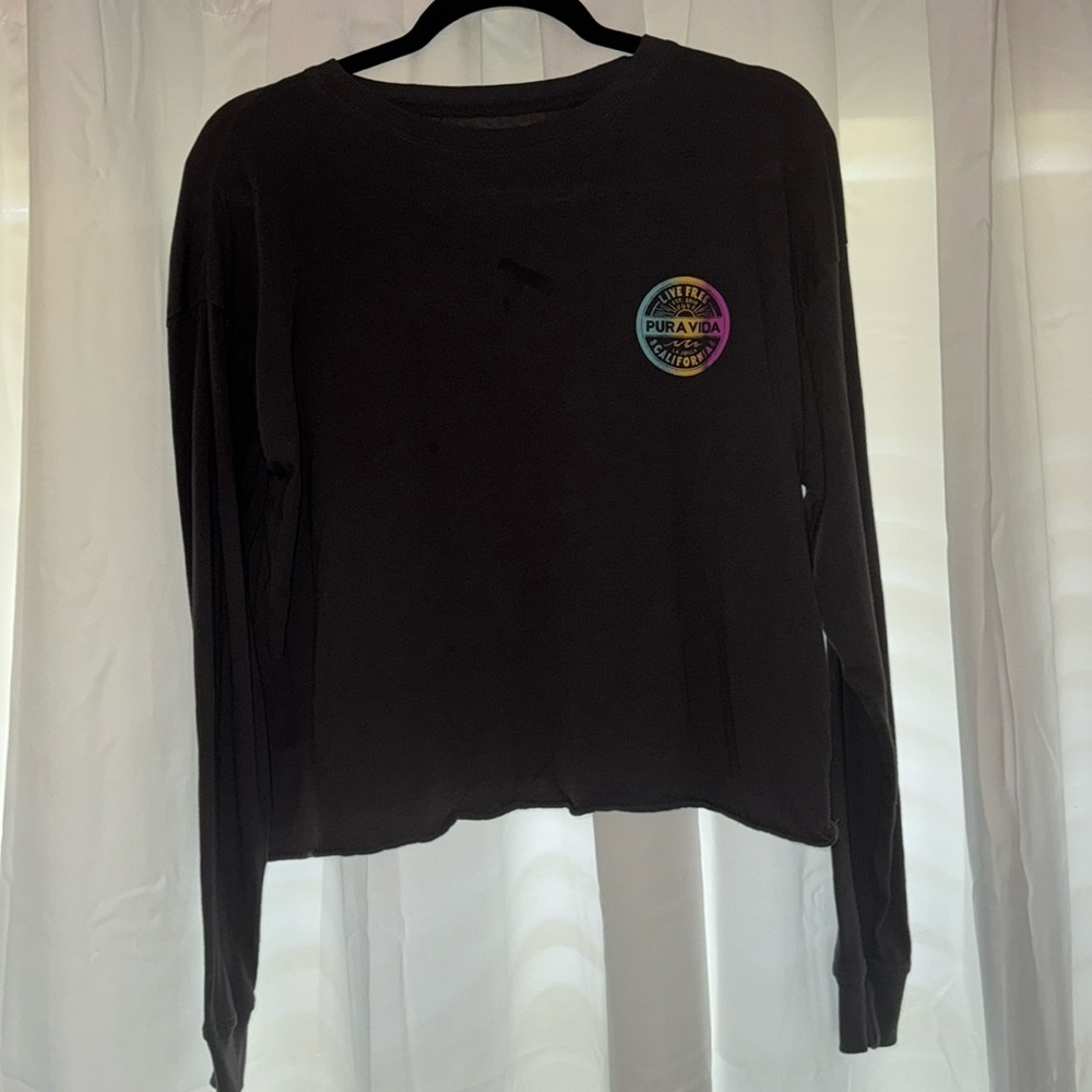 Pura Vida long sleeve cropped tshirt